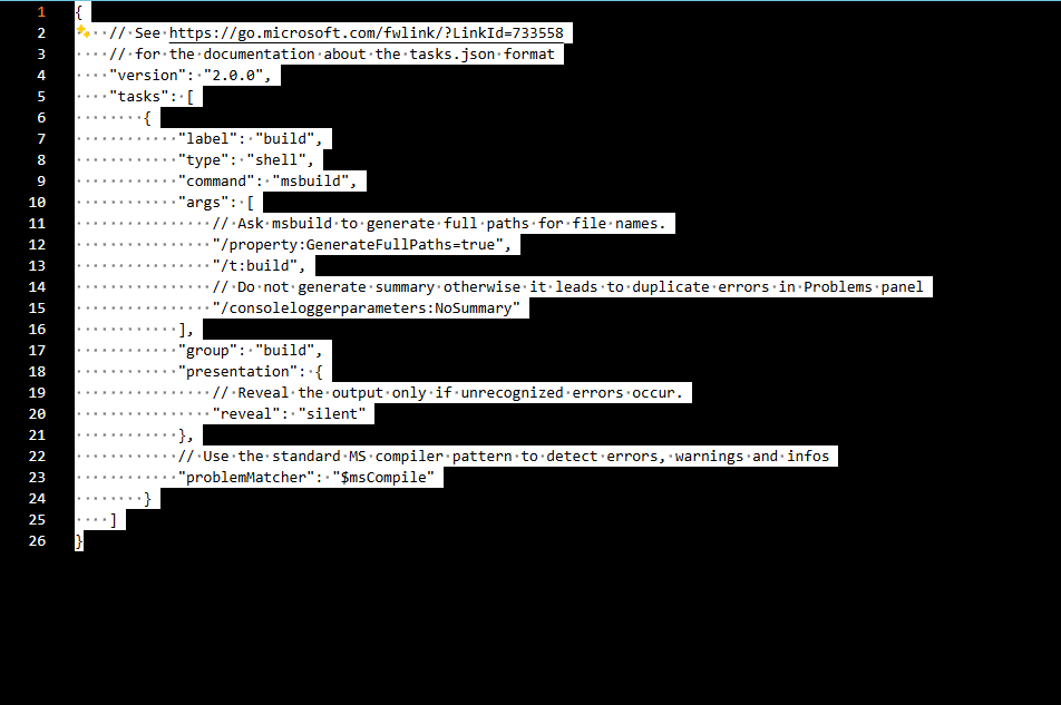 tasks.jsonファイルが開く